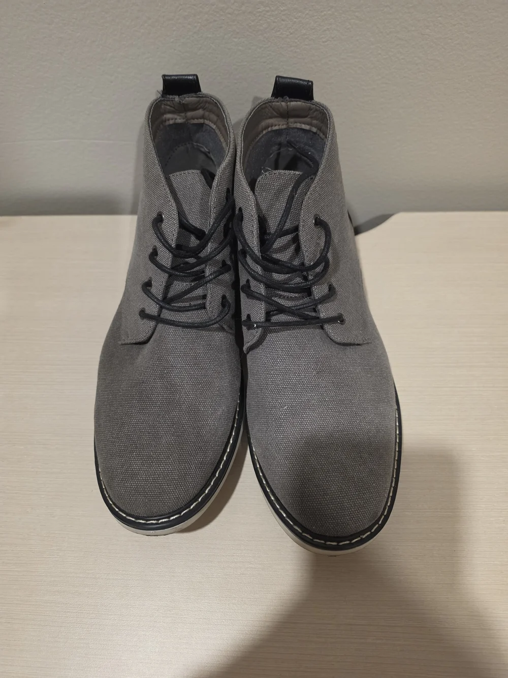 London Fog Belmont Mens Gray Canvas Chukka Boots Shoes Size 10.5 M